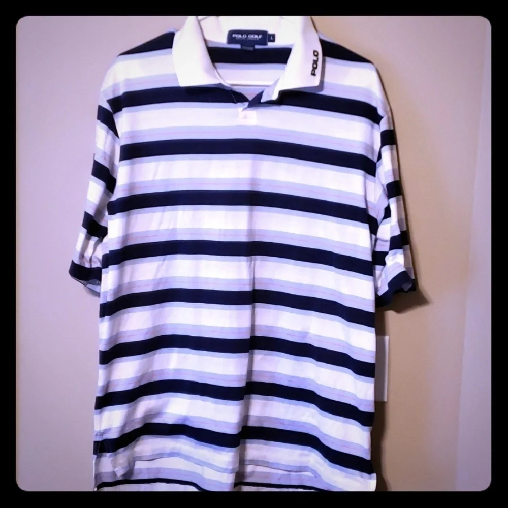 Ralph Lauren golf 100% cotton blue white orange